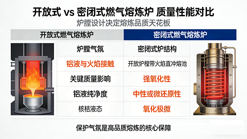 开放式 vs 密闭式燃气熔炼炉,哪种铝液质量更好?